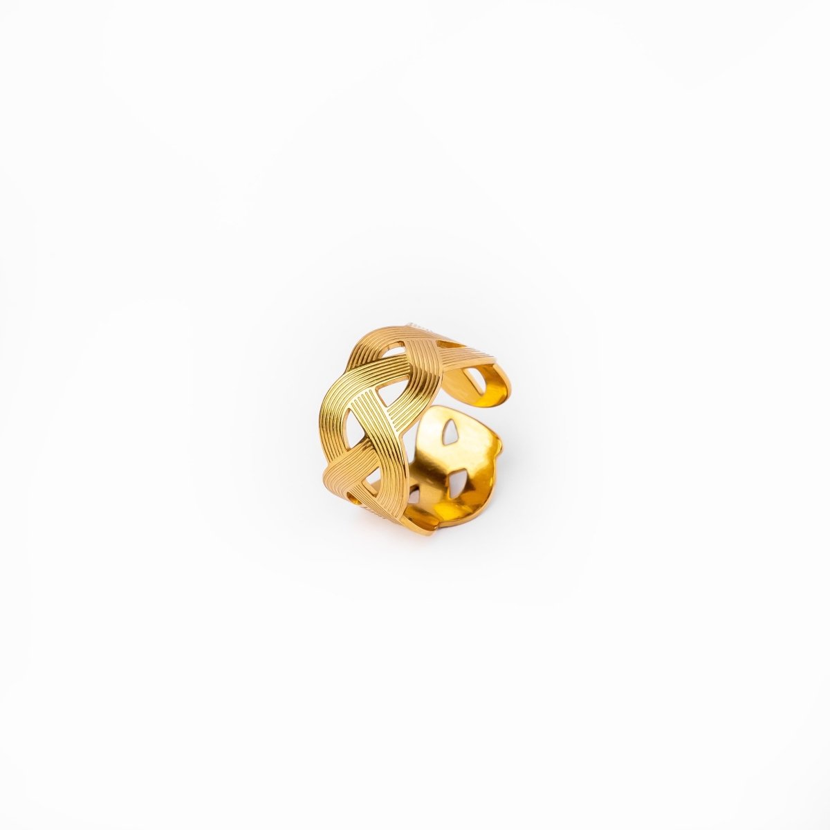 Adjustable Wavy Ring Plated in 18K Gold