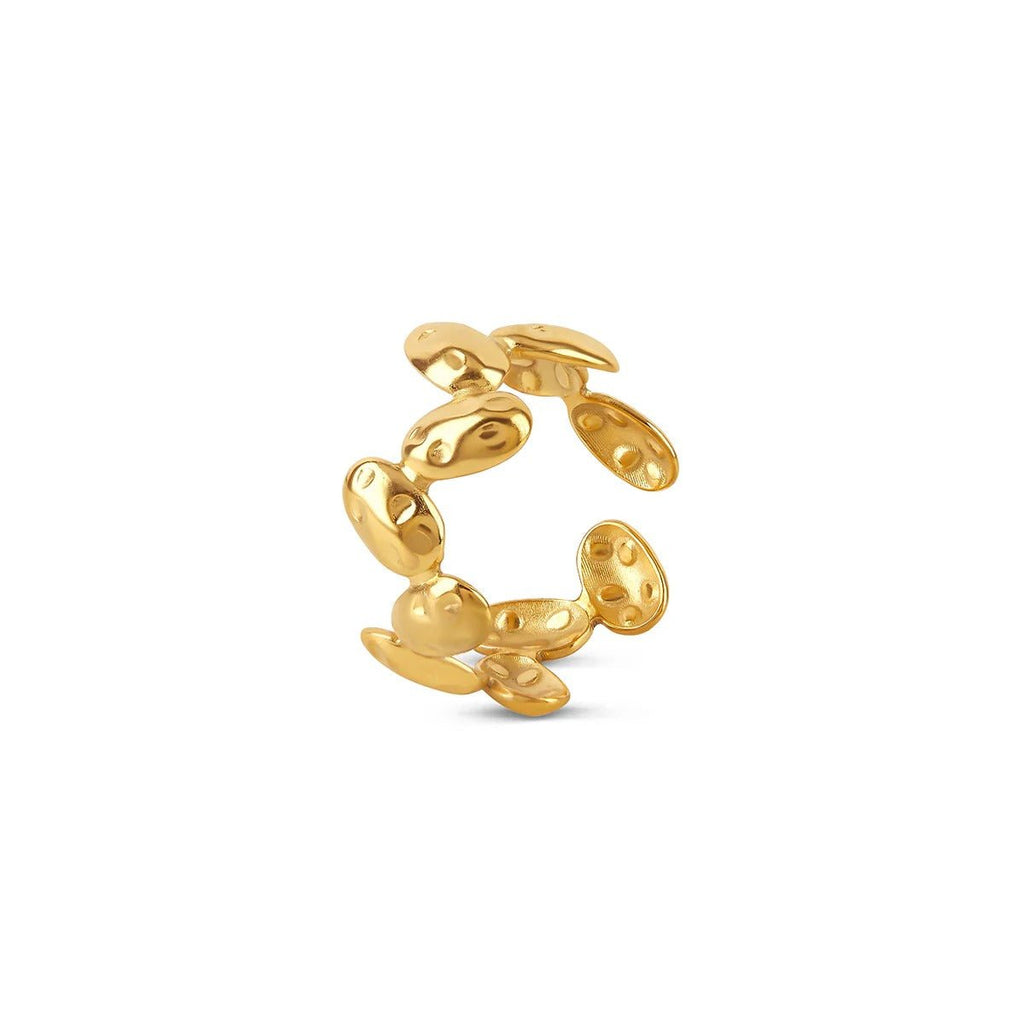 Adjustable Textured Organic Ring Plated in 18K Gold