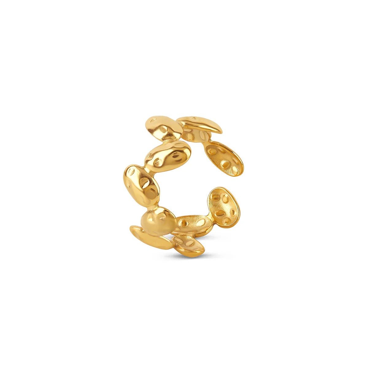 Adjustable Textured Organic Ring Plated in 18K Gold