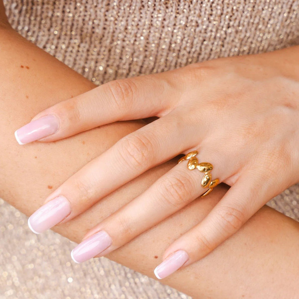 Adjustable Textured Organic Ring Plated in 18K Gold