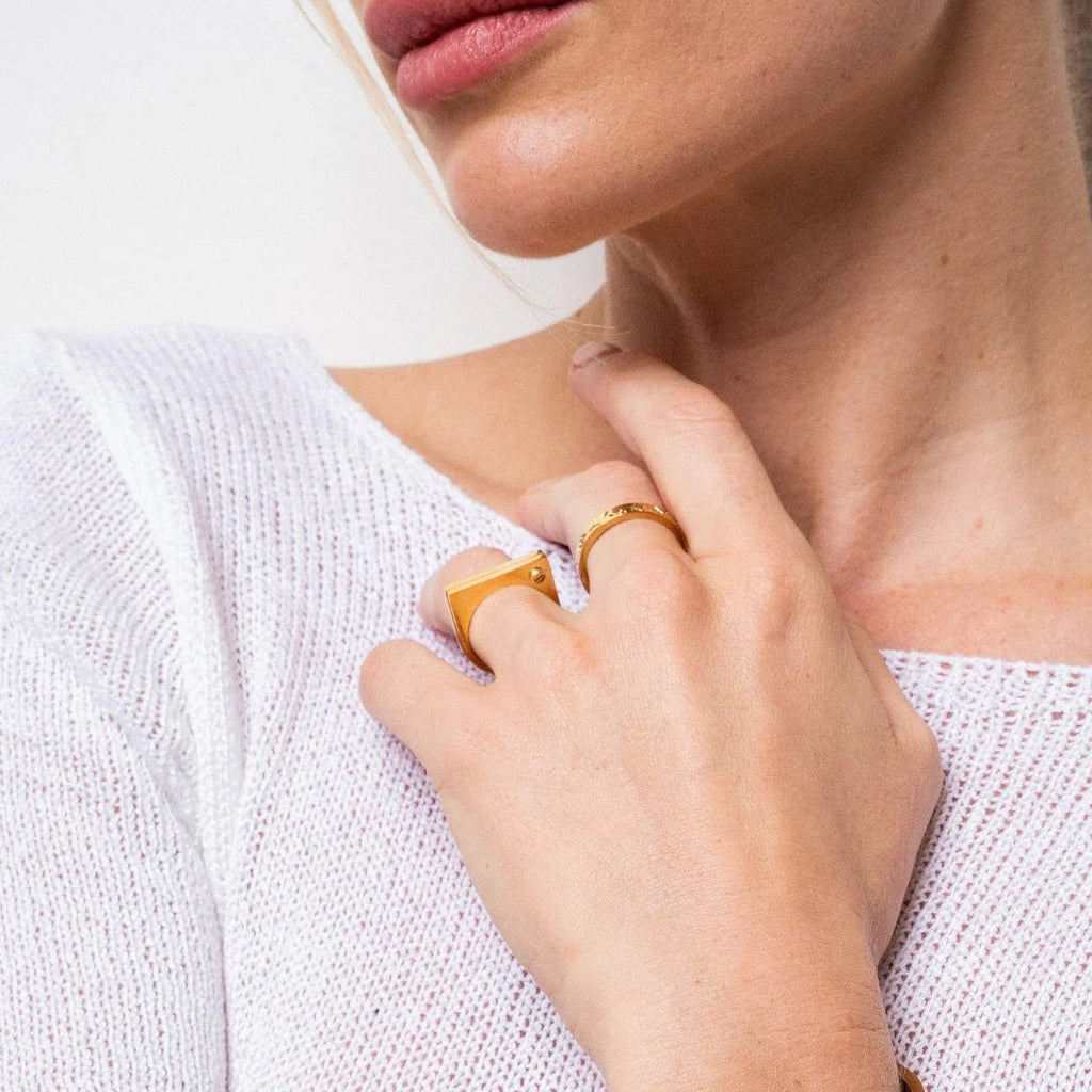 Flat Screw Ring Plated in 18k Gold