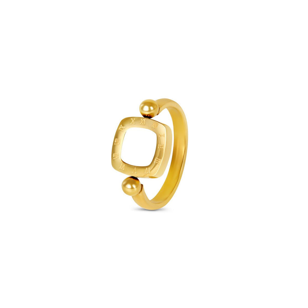 18k Gold Plated Rotating Square Charm Ring