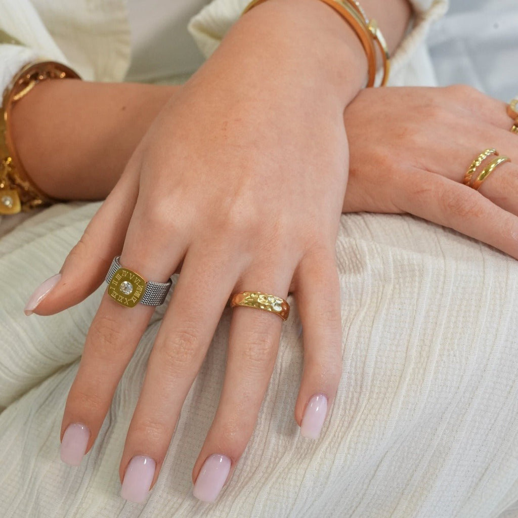 Lunar Texture Ring Plated in 18k Gold