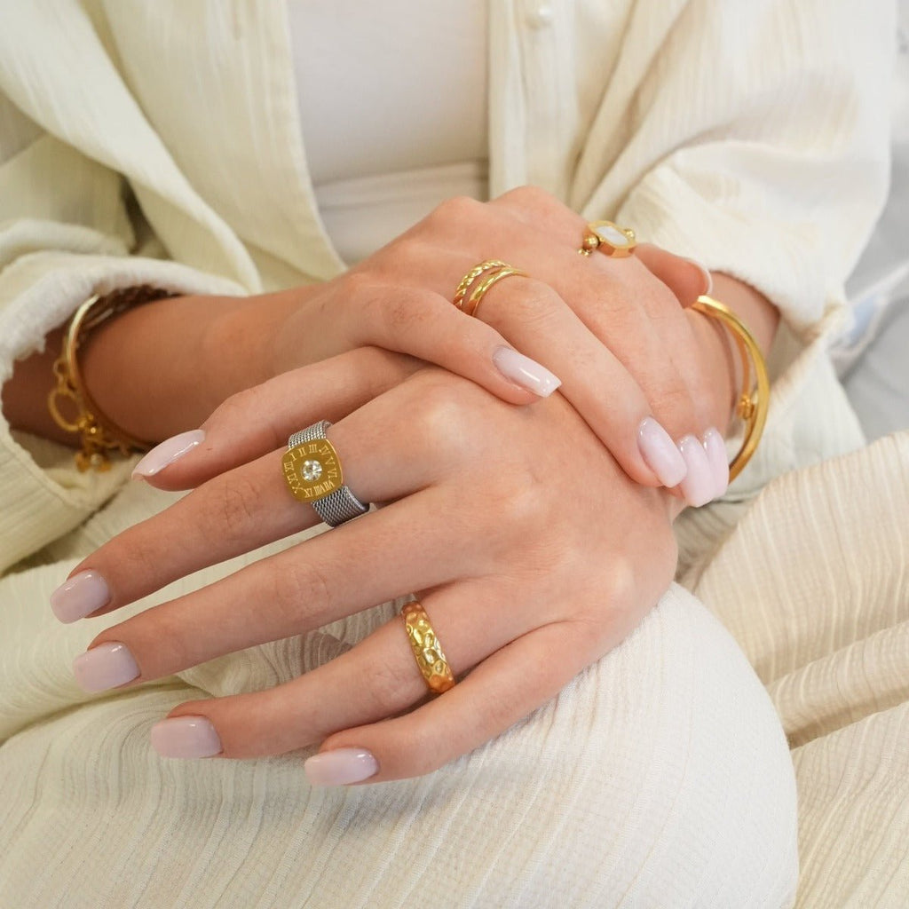 Lunar Texture Ring Plated in 18k Gold