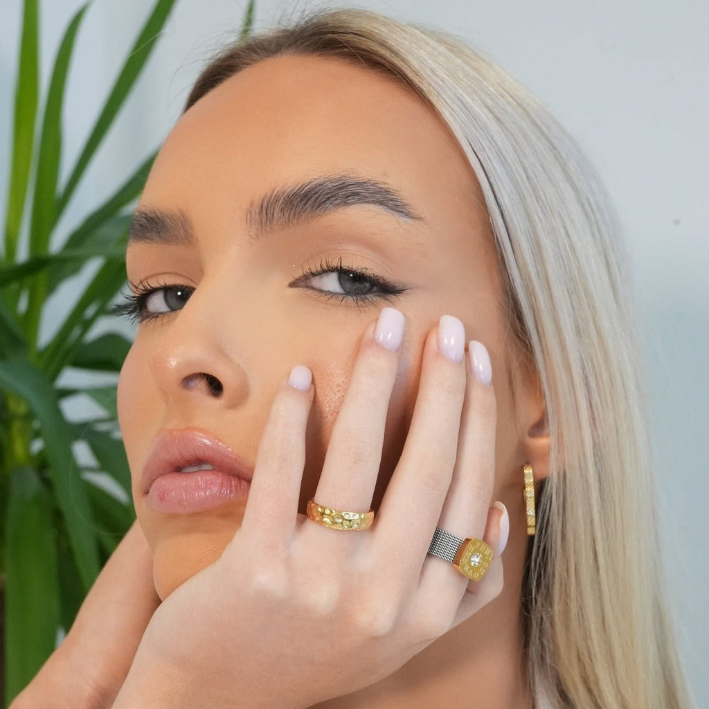 Lunar Texture Ring Plated in 18k Gold