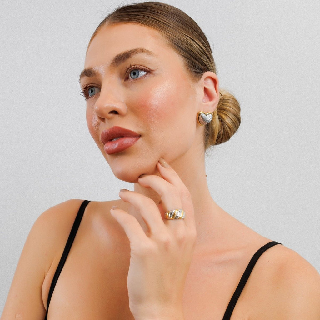 Adjustable Twist Ring with a Mix of Gold and Silver Plating