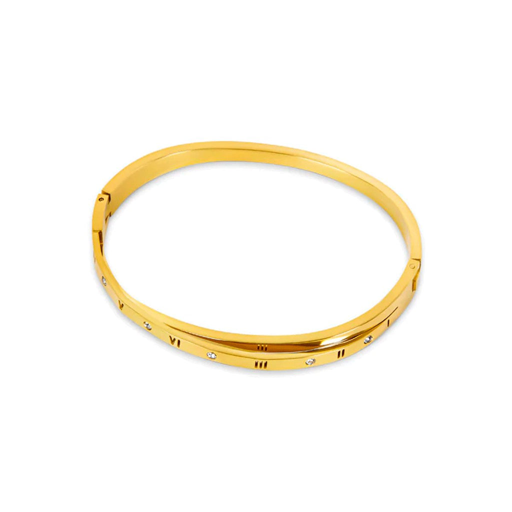 Bracelet with Intertwined Roman Numerals, 18k Gold Plated
