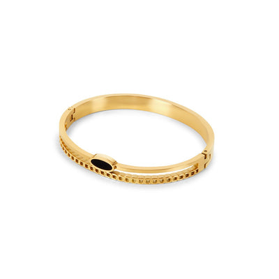 Layered Onyx Bracelet Plated in 18k Gold