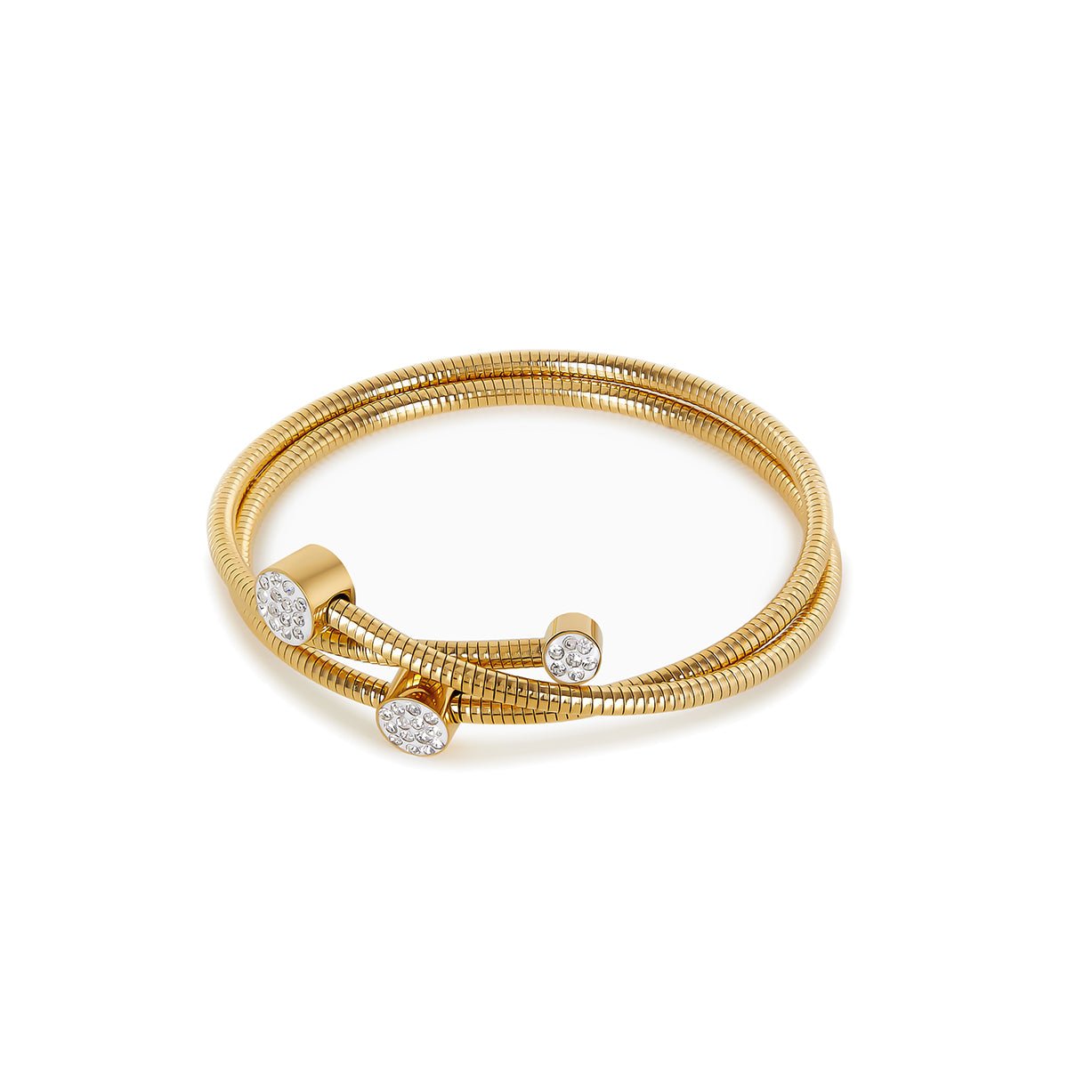 Spiral Bracelet with Crystals, 18k Gold Plated