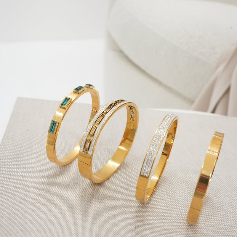 Ivy Bracelet with Crystal Stones, 18k Gold Plated