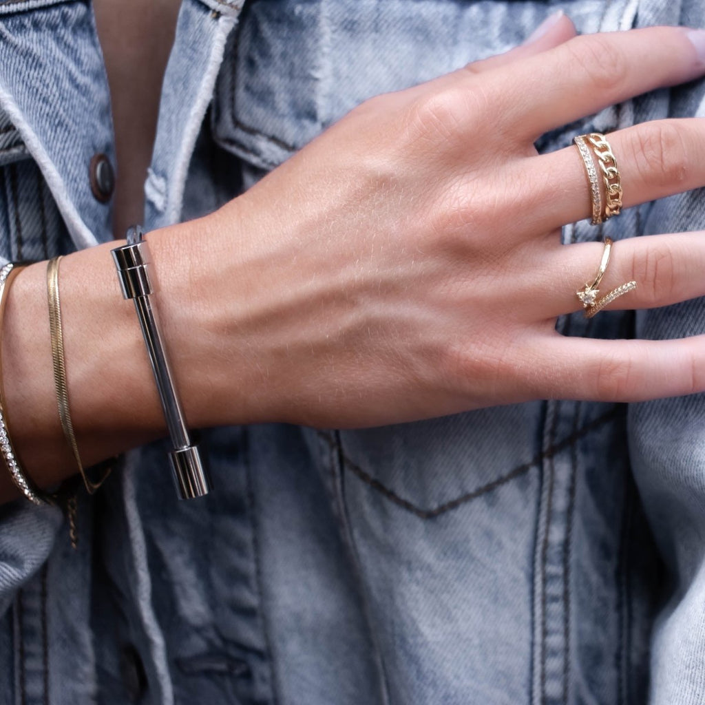 Screw Cuff Bracelet - Silver