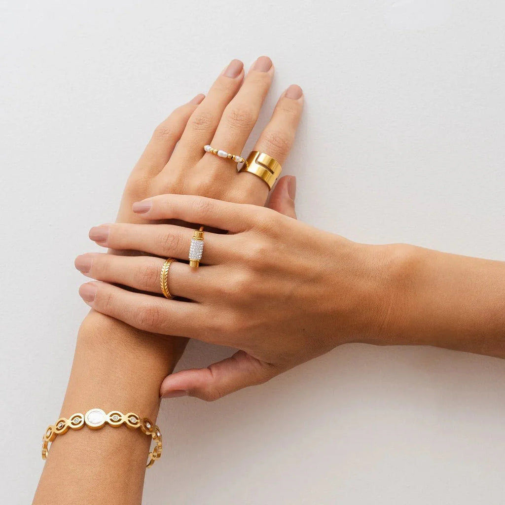 Olivia Bracelet with Cubic Zirconia Stone, 18k Gold Plated