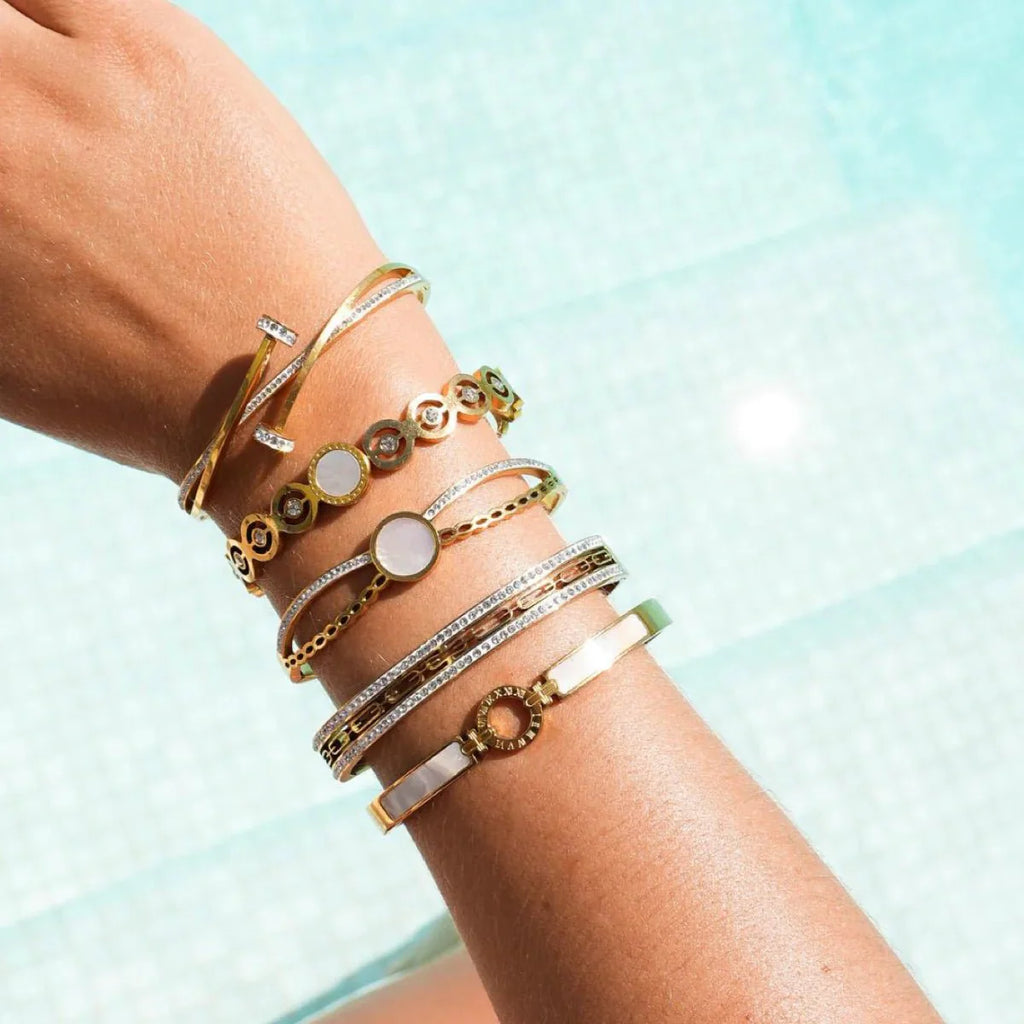 Olivia Bracelet with Cubic Zirconia Stone, 18k Gold Plated