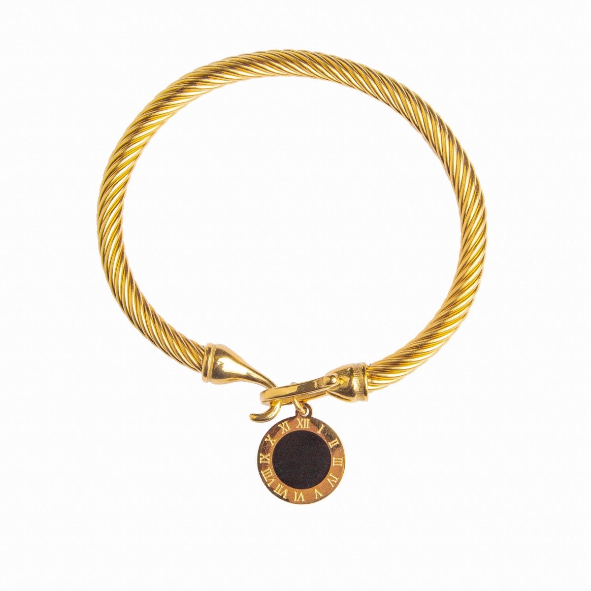 Onyx Pendant Bracelet Plated in 18K Gold