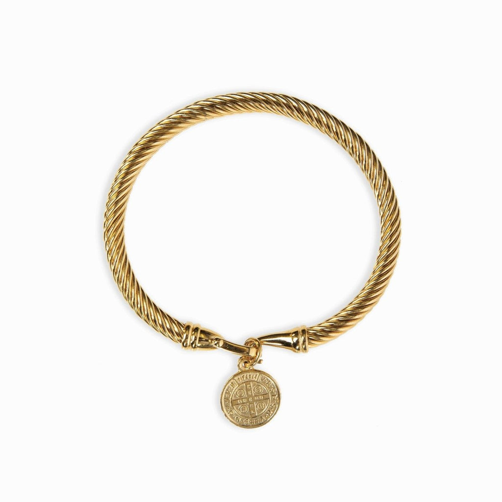 Bracelet with Saint Benedict pendant, 18K gold plated.