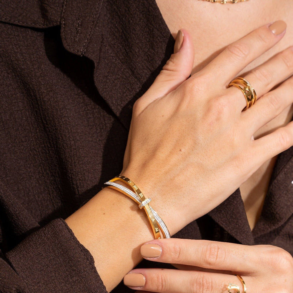 Roman Zirconia Bracelet Plated in 18K Gold