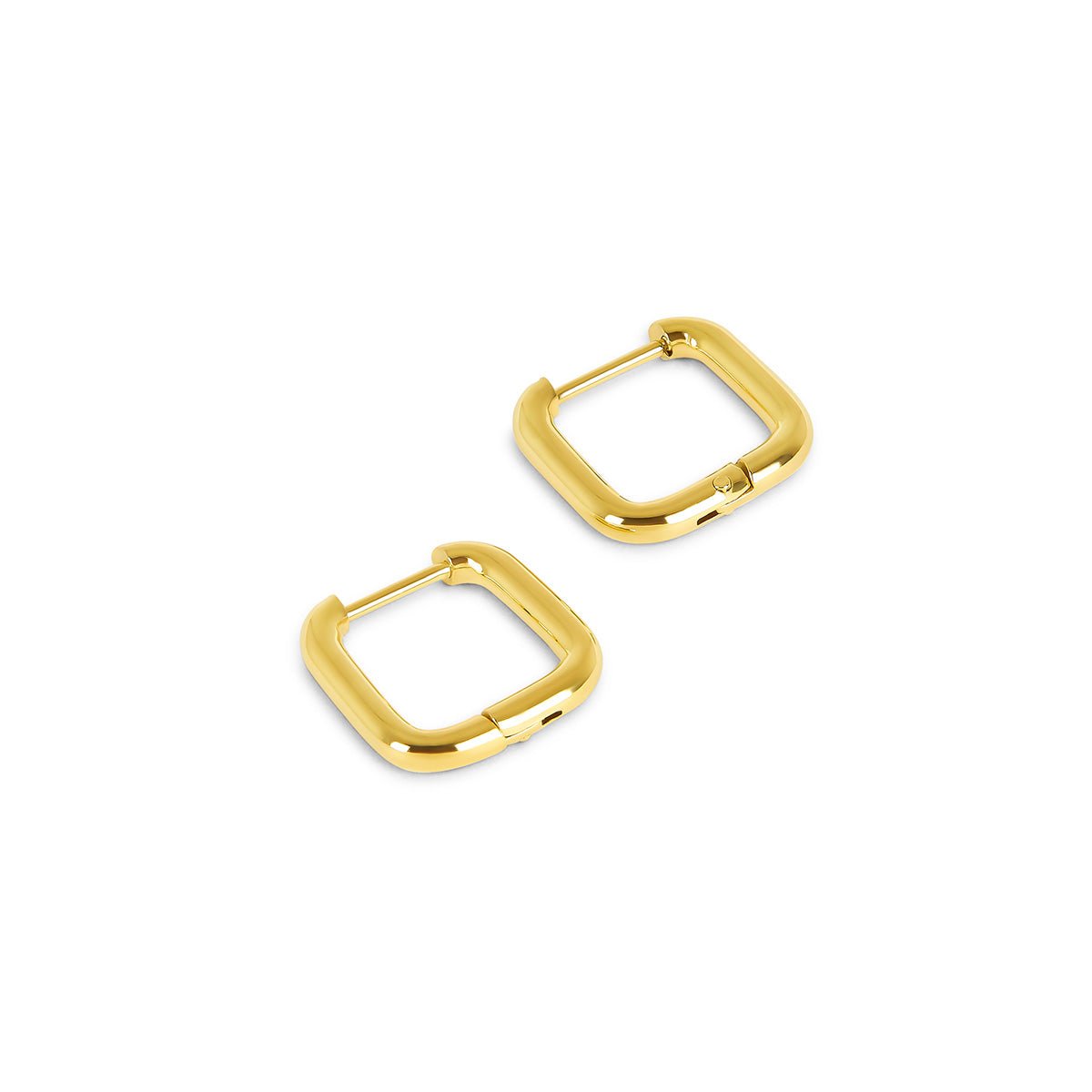 Square Hoop Earrings Plated in 18k Gold