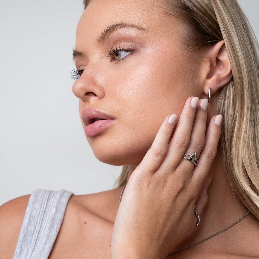 Square Hoop Earrings - Silver