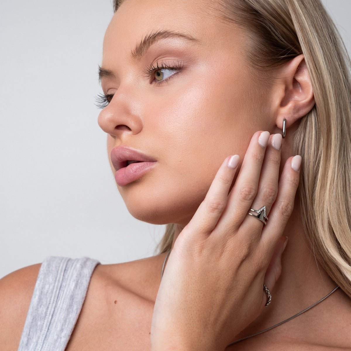 Square Hoop Earrings - Silver