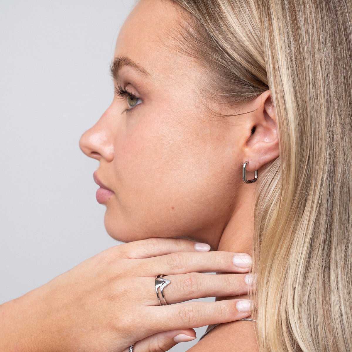 Square Hoop Earrings - Silver