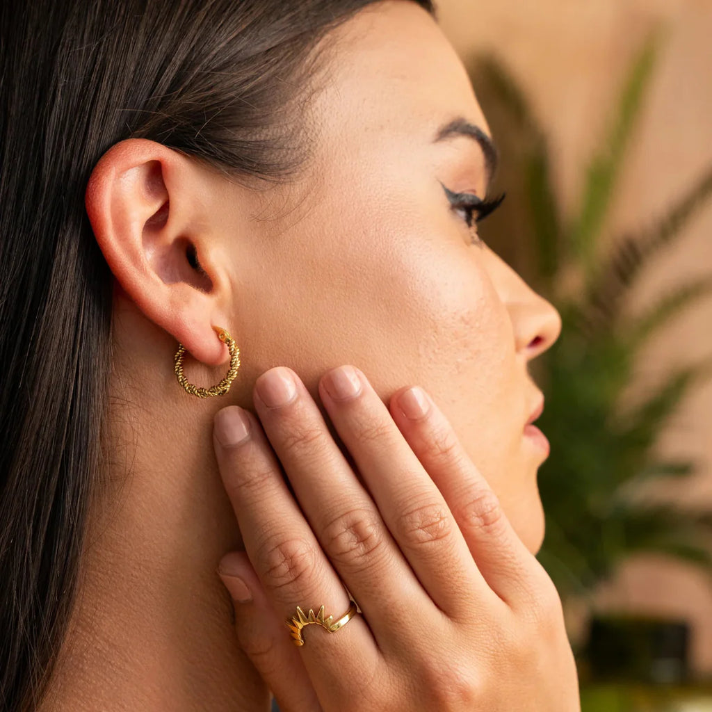 Twist Hoop Earrings Plated in 18K Gold