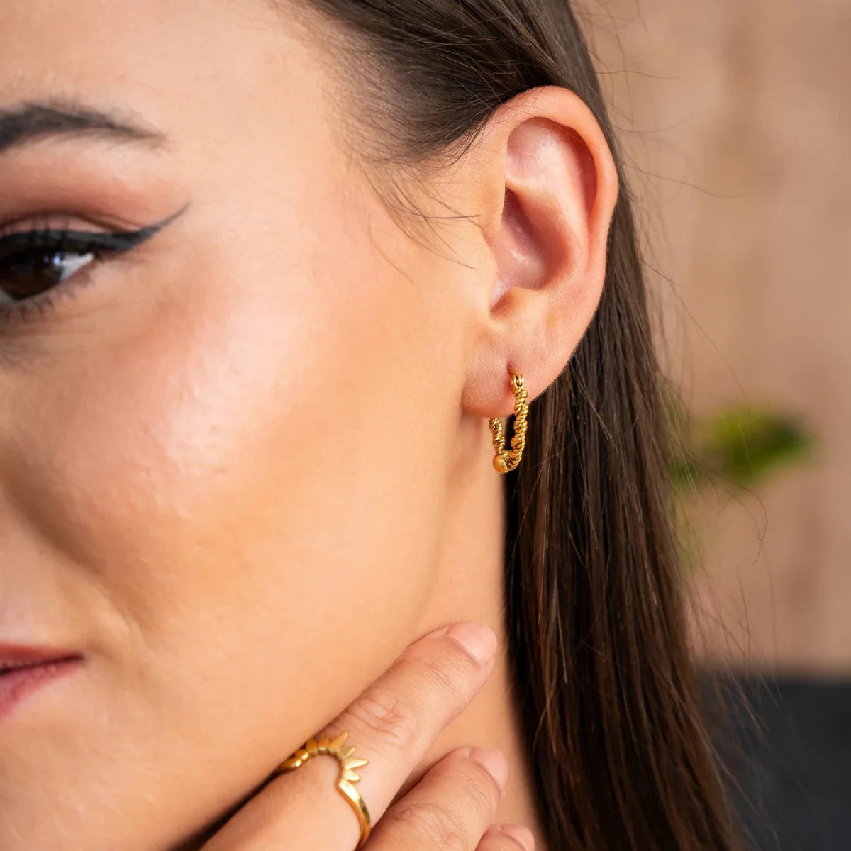 Twist Hoop Earrings Plated in 18K Gold