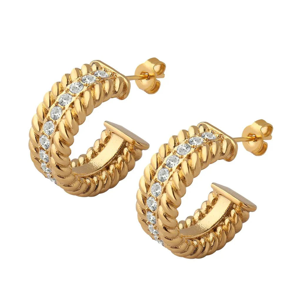 Date Hoop Earrings Plated in 18k Gold
