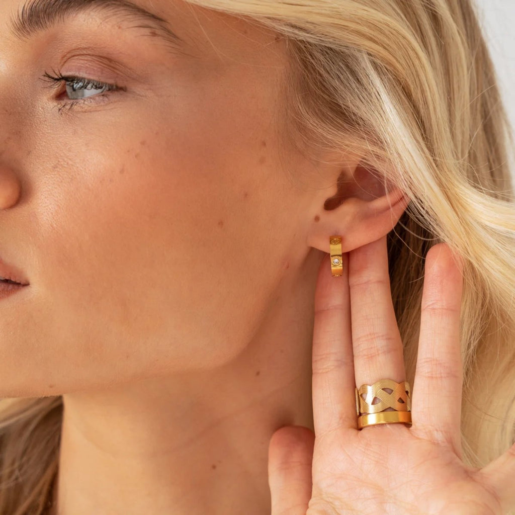 Classic Inspiration Hoop Earrings, 18K Gold Plated