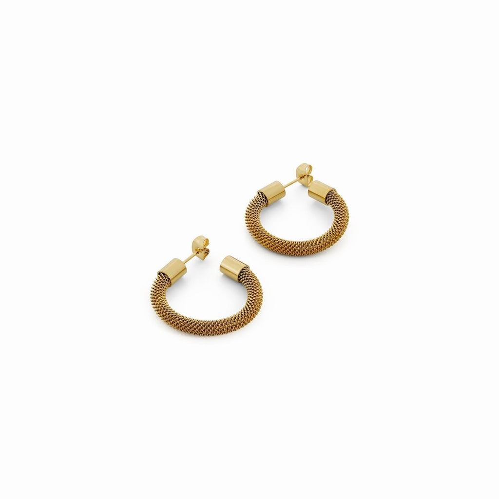 Isabella Mesh Hoop Earrings Plated in 18K Gold