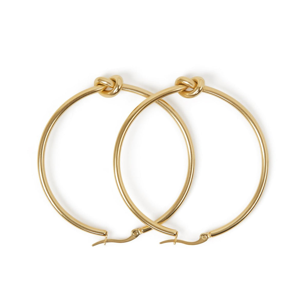18K Gold Plated Hoop Earrings with Center Knot