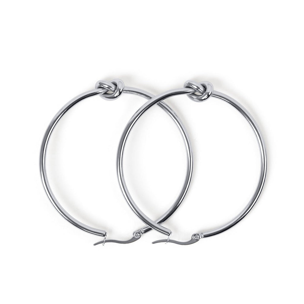 Central Knot Hoop Earrings - Silver