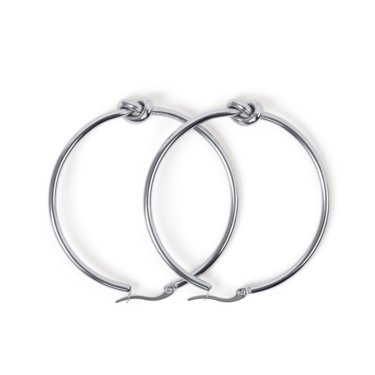 Central Knot Hoop Earrings - Silver