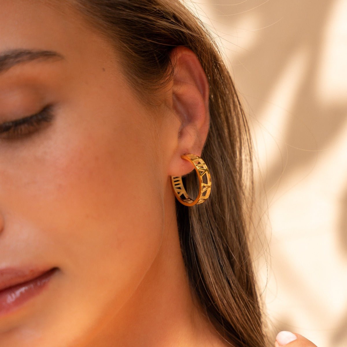 18K Gold Plated Number Hoop Earrings