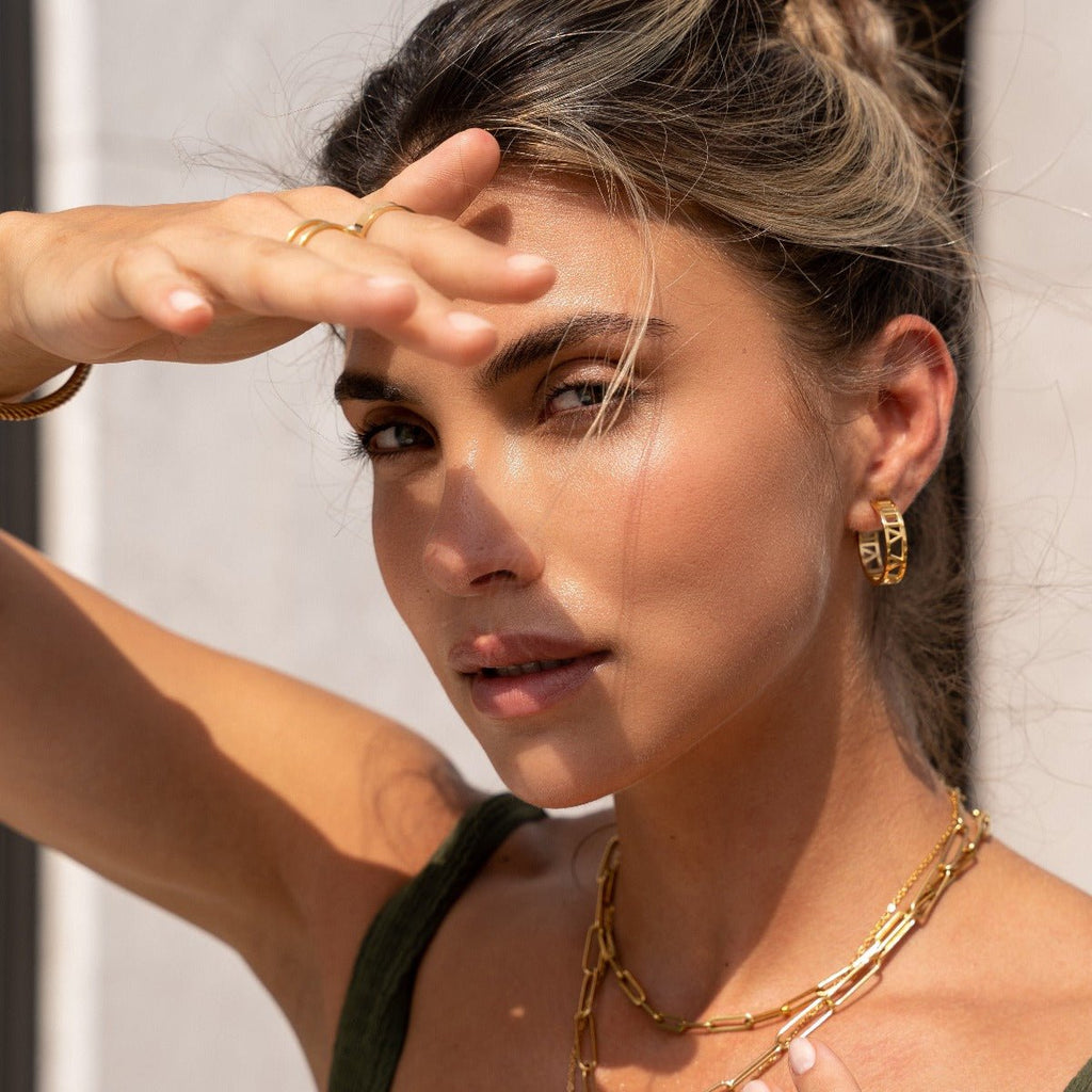 18K Gold Plated Number Hoop Earrings