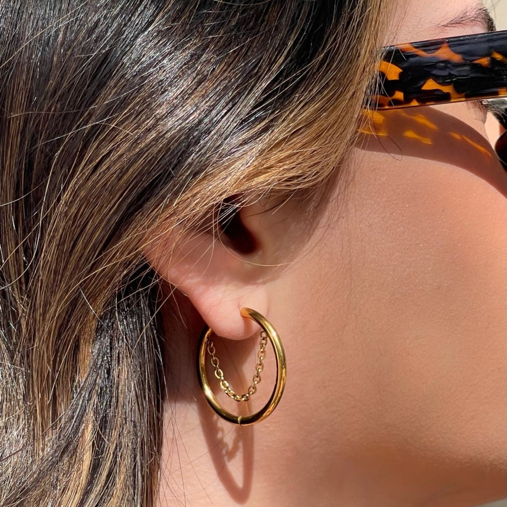 Kite Hoop Earrings Plated in 18K Gold