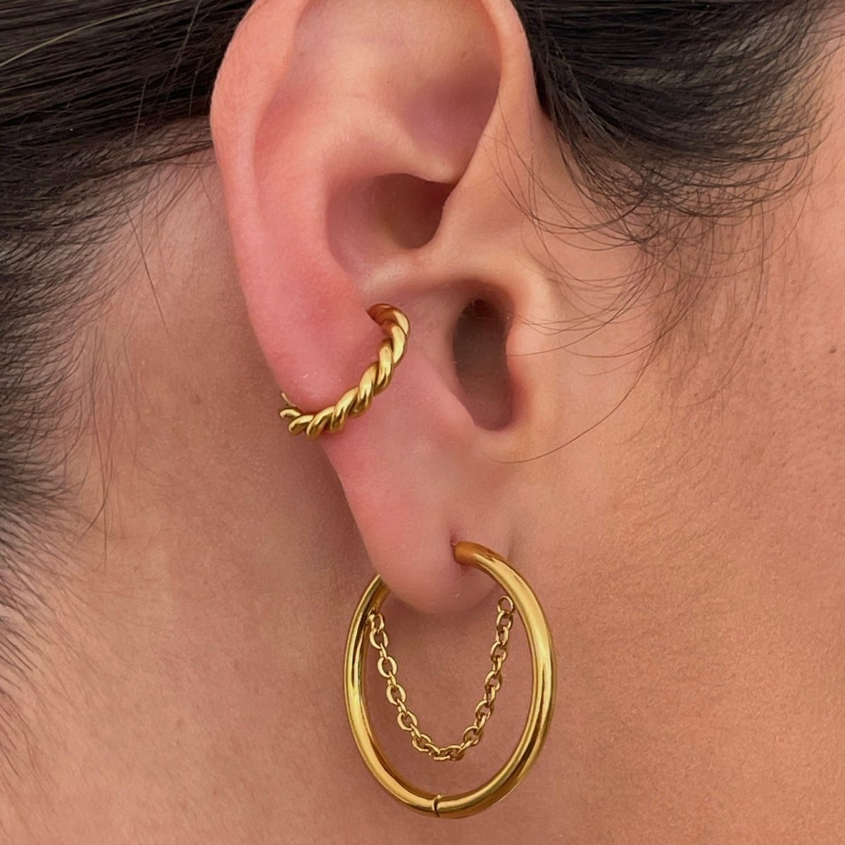Kite Hoop Earrings Plated in 18K Gold