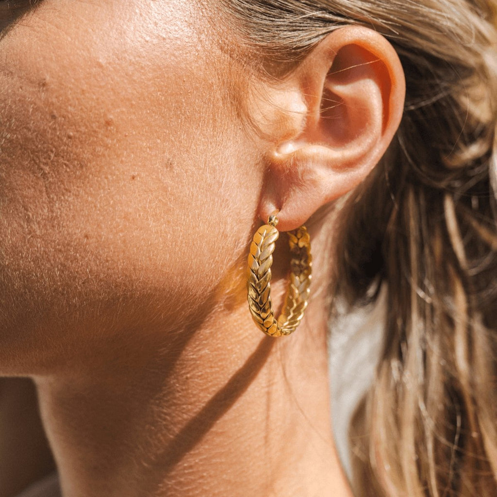 Pompeii Hoop Earrings Plated in 18K Gold