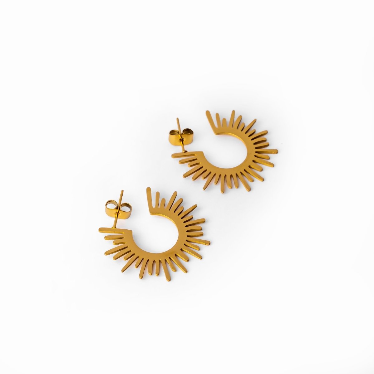 Spike Hoop Earrings Plated in 18K Gold