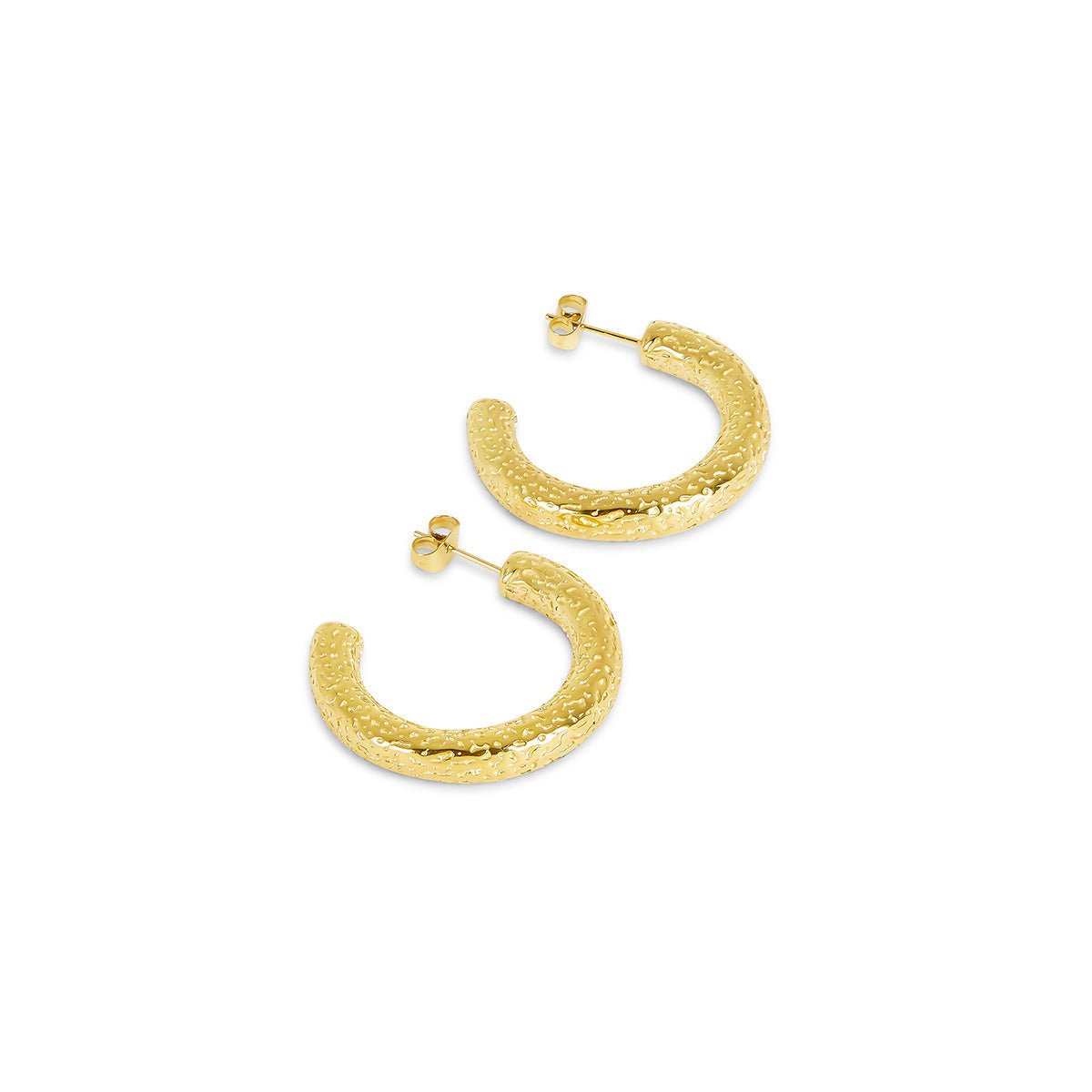 Textured Hoop Earrings Plated in 18K Gold