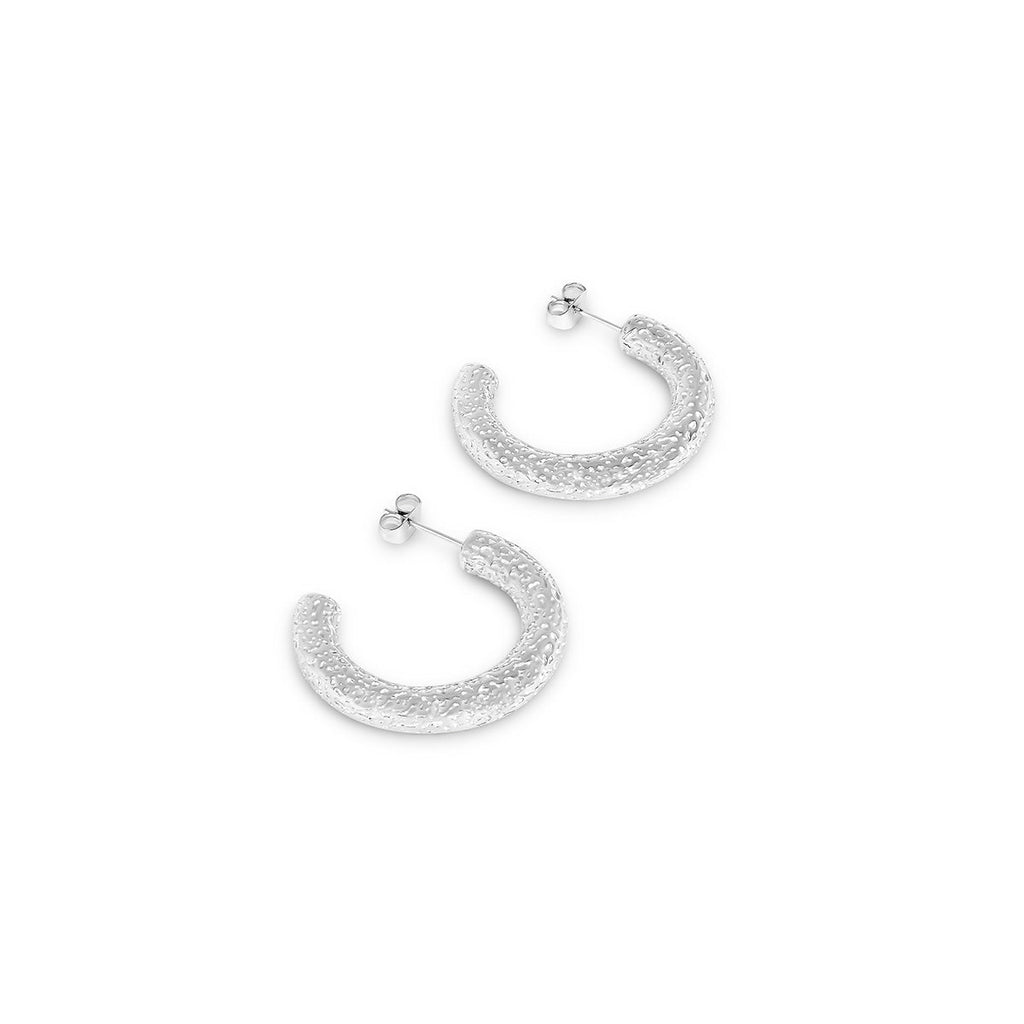 Textured Hoop Earrings - Silver