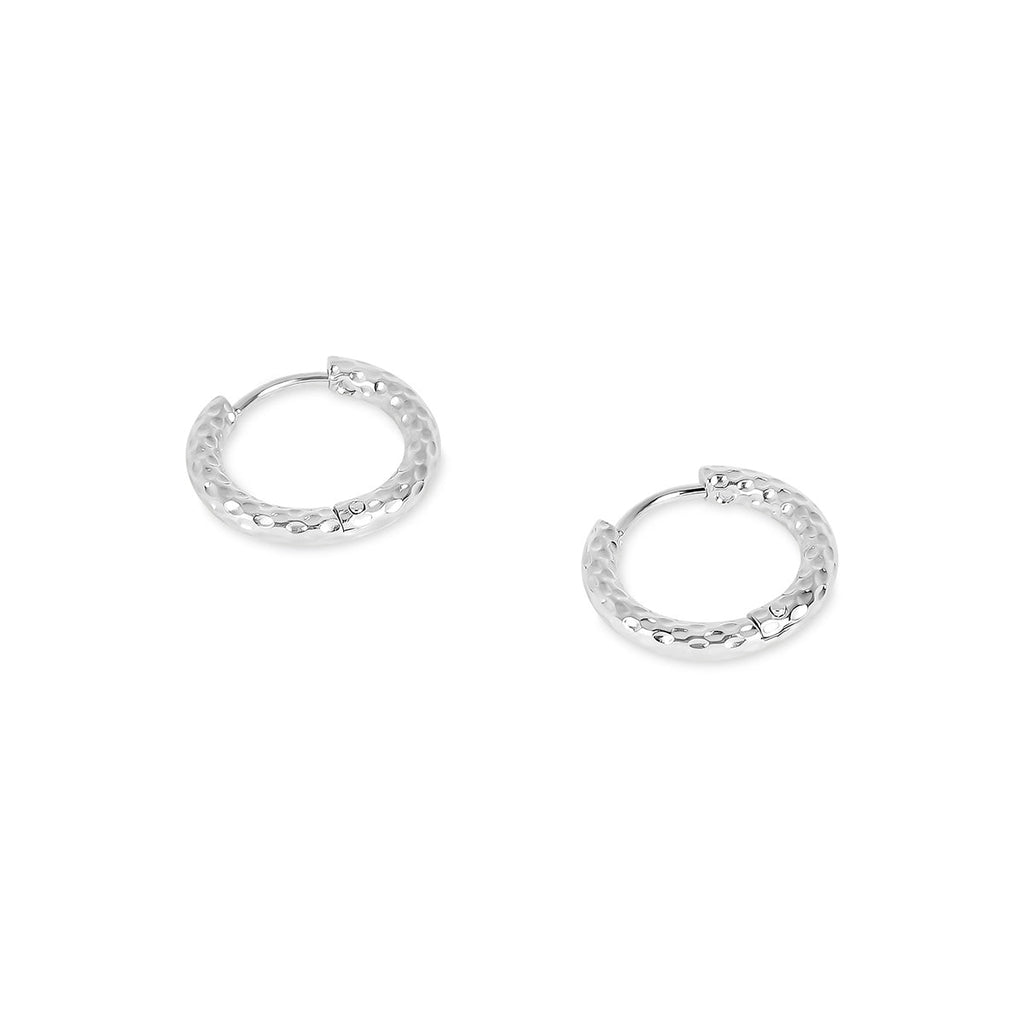 Textured Hoop Earrings - Silver