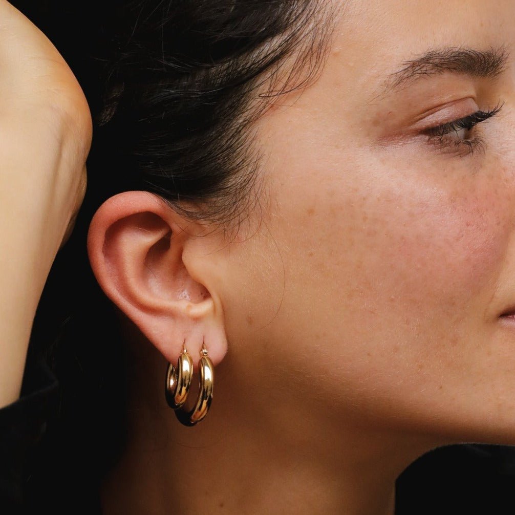 Lele G Tube Hoop Earrings Plated in 18K Gold