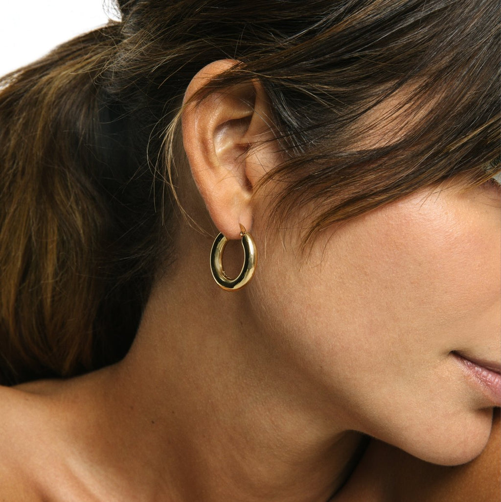 Lele M Tube Hoop Earrings Plated in 18K Gold
