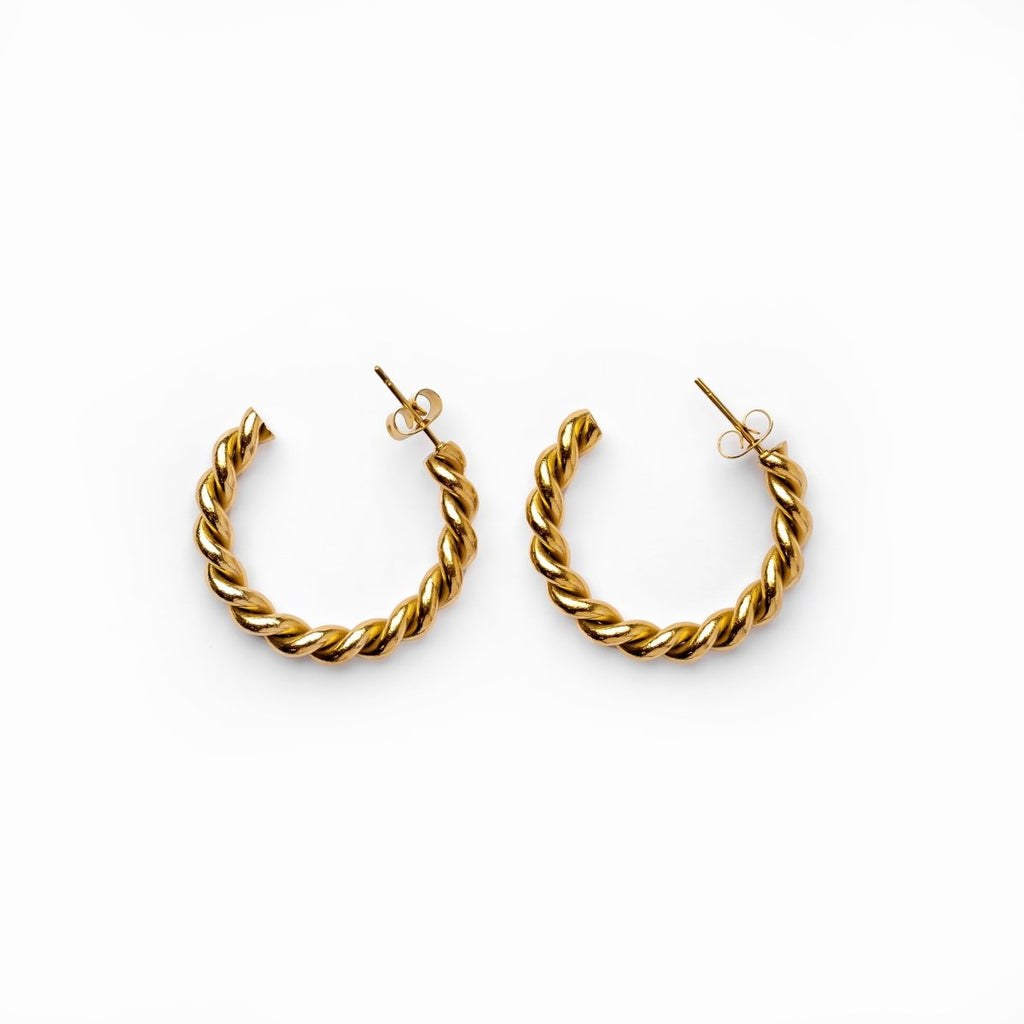 Twist Hoop Earrings Plated in 18K Gold