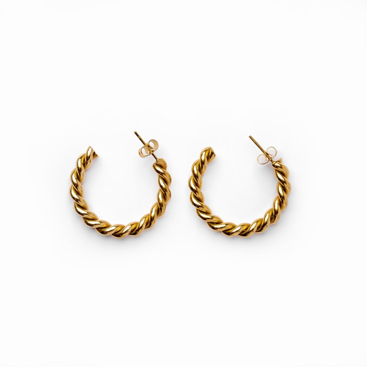 Twist Hoop Earrings Plated in 18K Gold