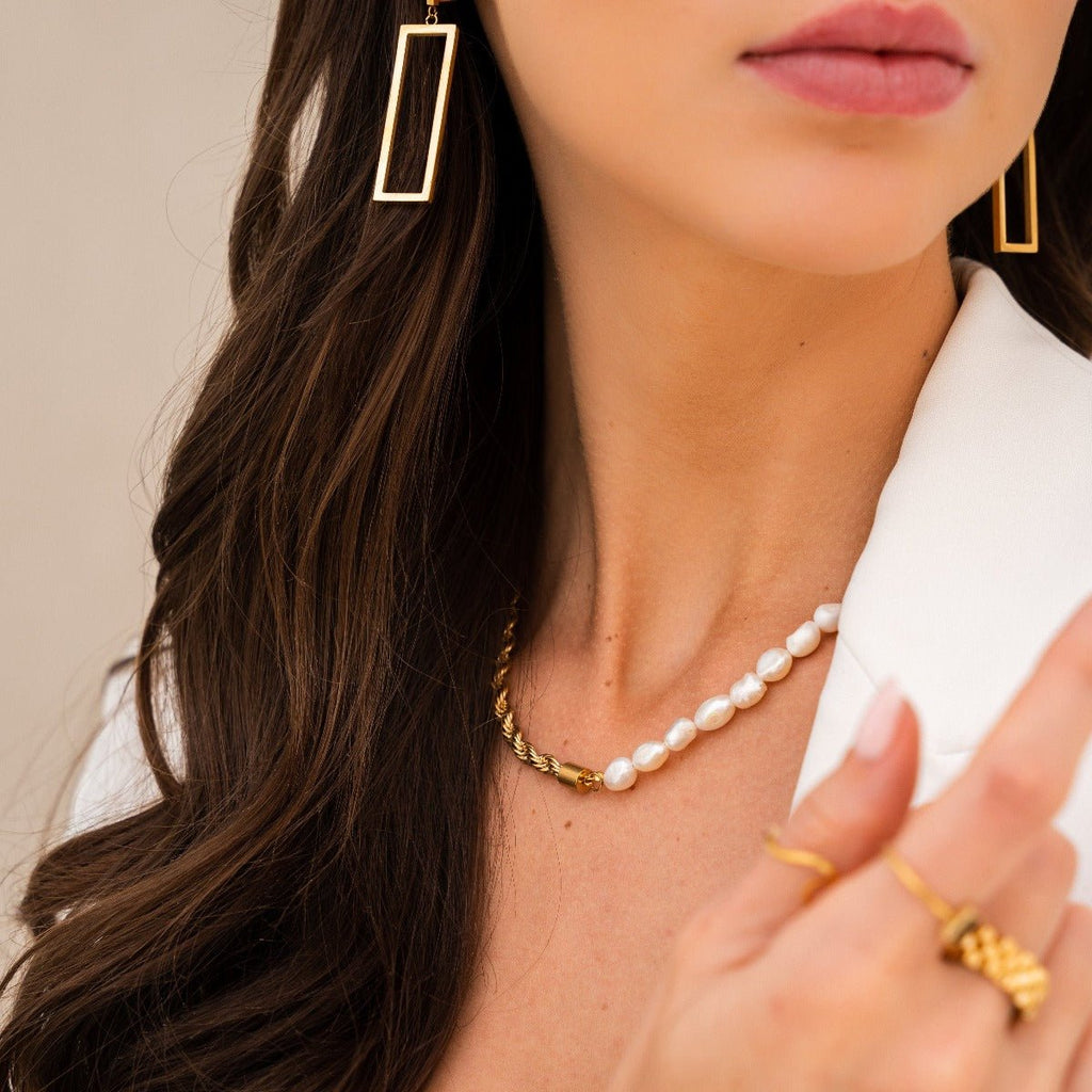 Diana Geometric Rectangular Earrings Plated in 18K Gold