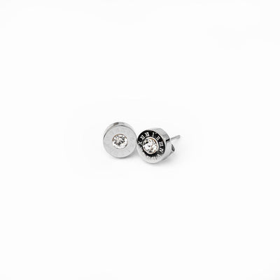 Charm Earrings with Crystal Stone - Silver