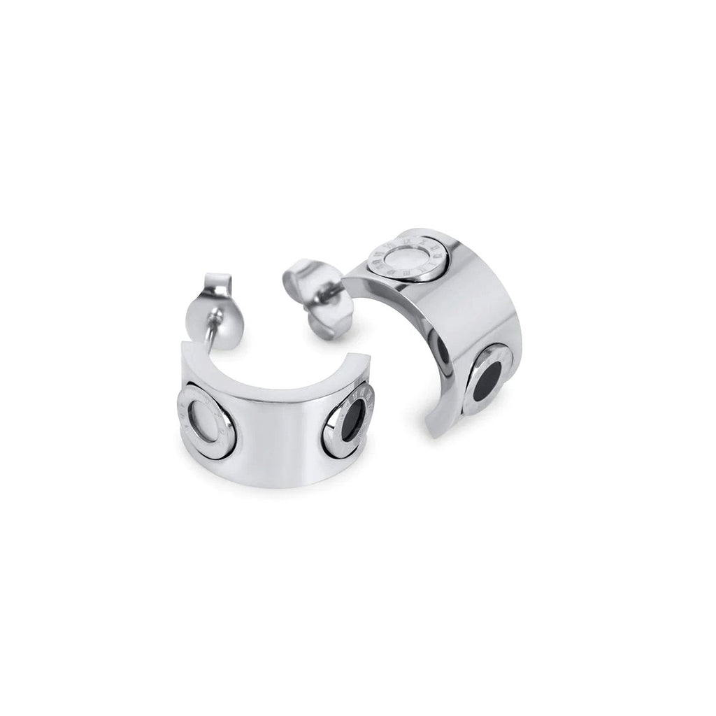 Rotating Roman Numeral Earrings - Silver