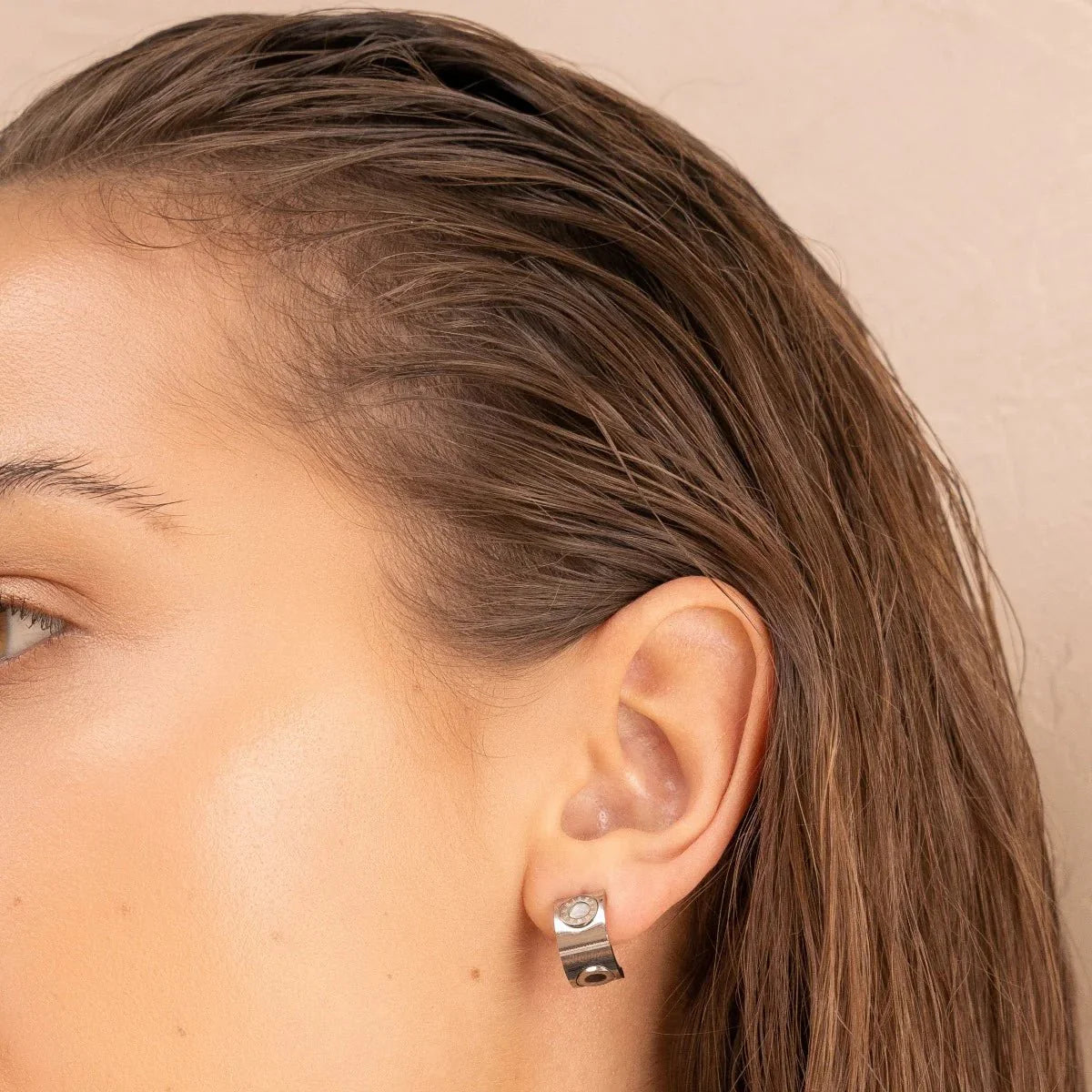 Rotating Roman Numeral Earrings - Silver