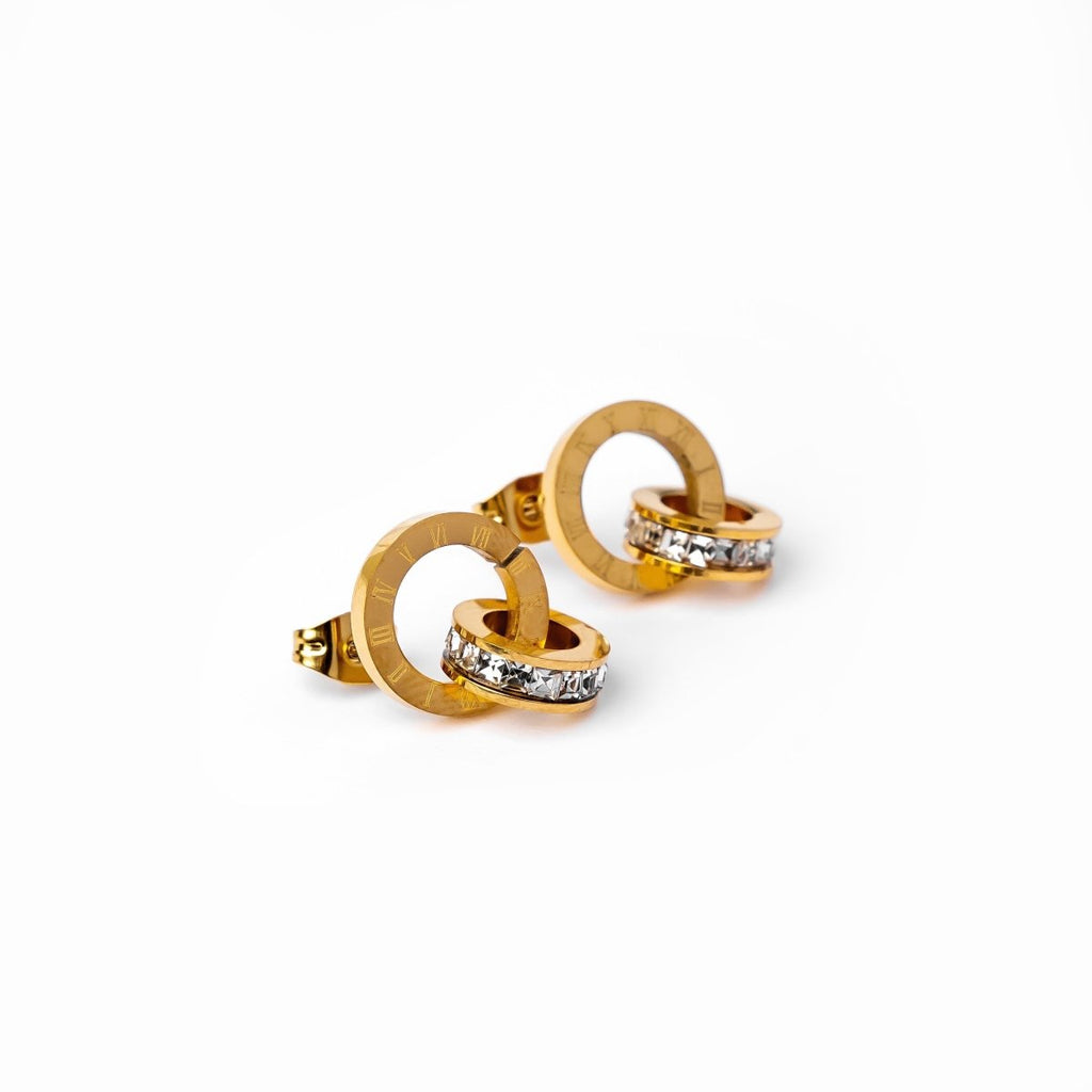 Imperial Earrings with Cubic Zirconia Stone, 18K Gold Plated